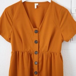 PinkBlush Orange Button Down Short Sleeve Maternity Dress